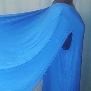 **  Reba Caped Top with Bling Collar in Royal Blue